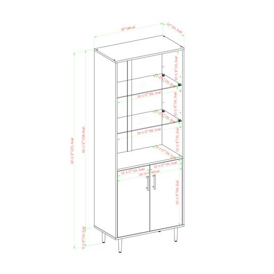Walker Edison 68" Solid Black Hutch with Bookmatch Doors
